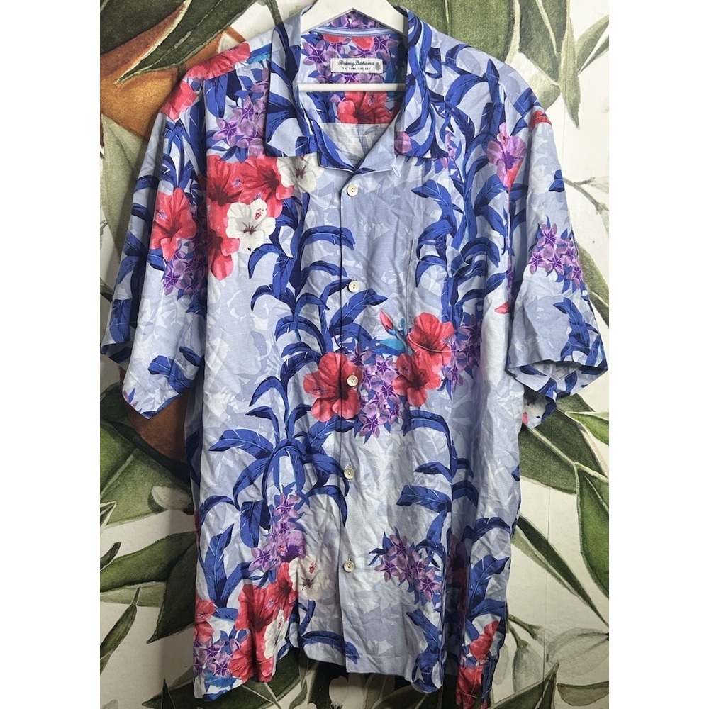 Tommy Bahama XXL Veracruz Cay Tropical Hawaiian Floral Large Button Shirt Beach
